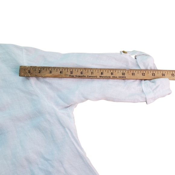 Made In Italy. Linen Cowl Neck 3/4 Sleeve Top. White. O/S - Picture 8 of 9